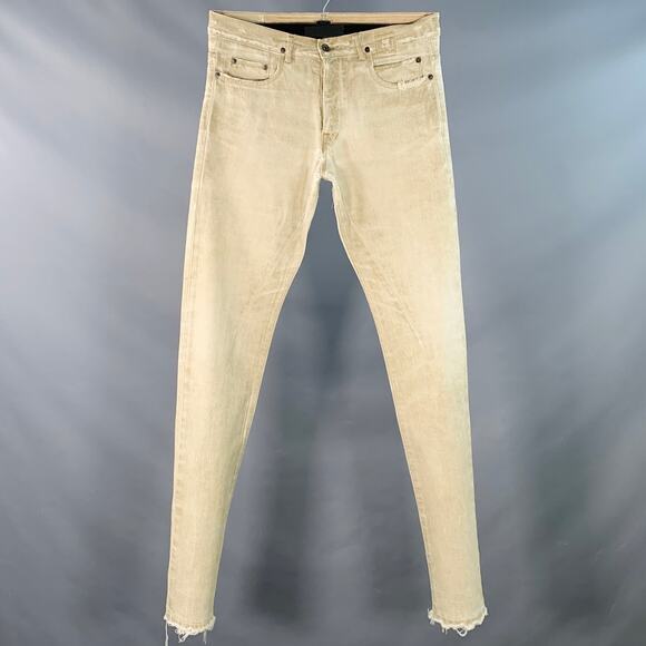 DRKSHDW Size 31 Grey Twill Cotton Tapered Slim Distressed Button Fly Jeans - Picture 1 of 7